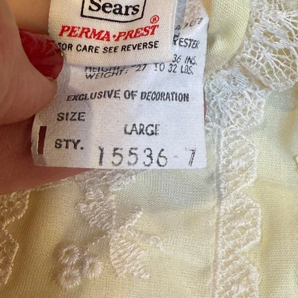 Vintage Sears Fashions for Tiny Tots Pale Yellow Baby Dress with White Lace Trim
